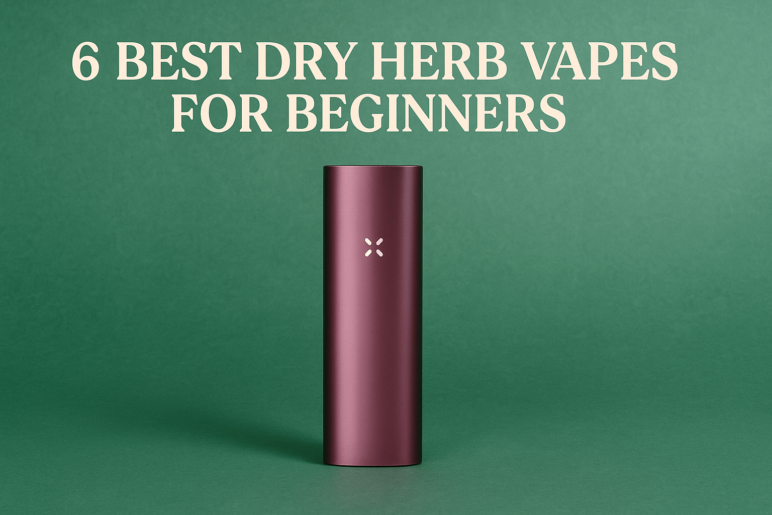 PAX Mini with overlay text reading, "6 Best Dry Herb Vapes For Beginners"